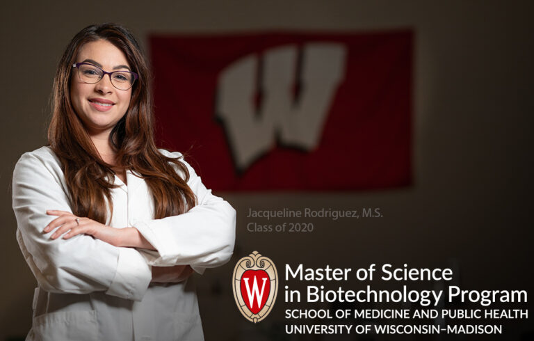 Feature photo of Jacqueline Rodriguez of the Class of 2020 MS in Biotechnology Program